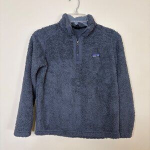 Patagonia Kids Pullover Medium 10 Grey Fleece Quarter-Zip Warm Sherpa Jacket